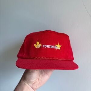 Vintage CORDUROY trucker hat red rope canadian